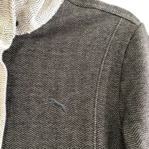 Puma NWT Womens M Gray Long Lifestyle Asymmetrical Herringbone Full Zip Jacket - Picture 3 of 16
